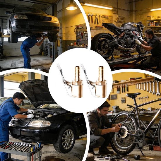 Snelkoppeling voor opblaasmondstuk, 2 stuks adapter mondstuk voor inflatorslang - Opblaaspunt van messing - voor vrachtwagen, SUV, motorfiets, fiets, aanhanger, camper — afbeelding 5