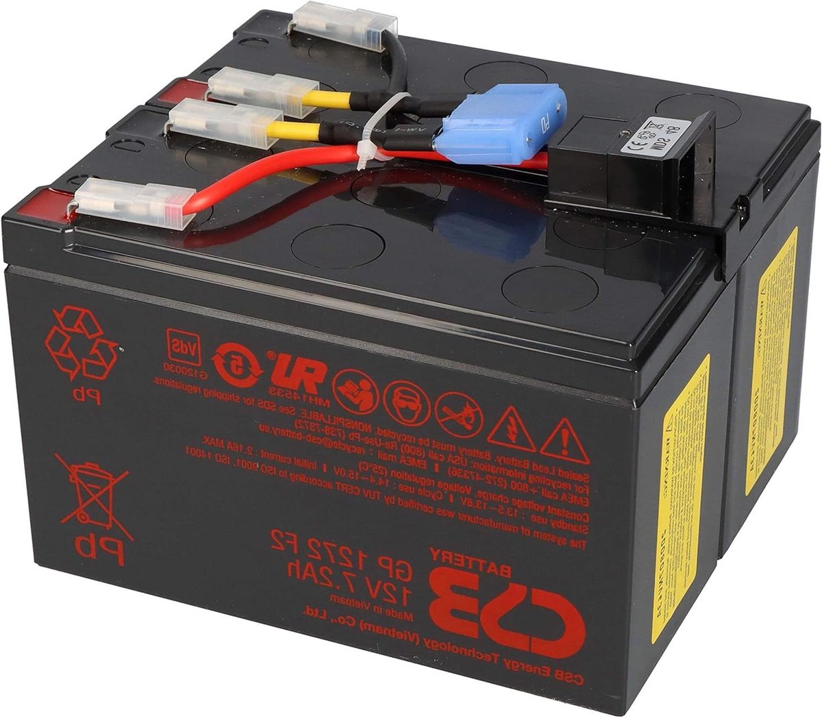 Vervangende Batterij - UPS Batterij - Stroomonderbreking Overbruggen - Plug en Play - 24 Volt 72 Ah - Zwart