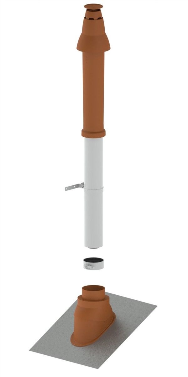 Remeha PPS-basisbouwpakket RUD2, DN 60/100, schuin dak, rood, W01318R