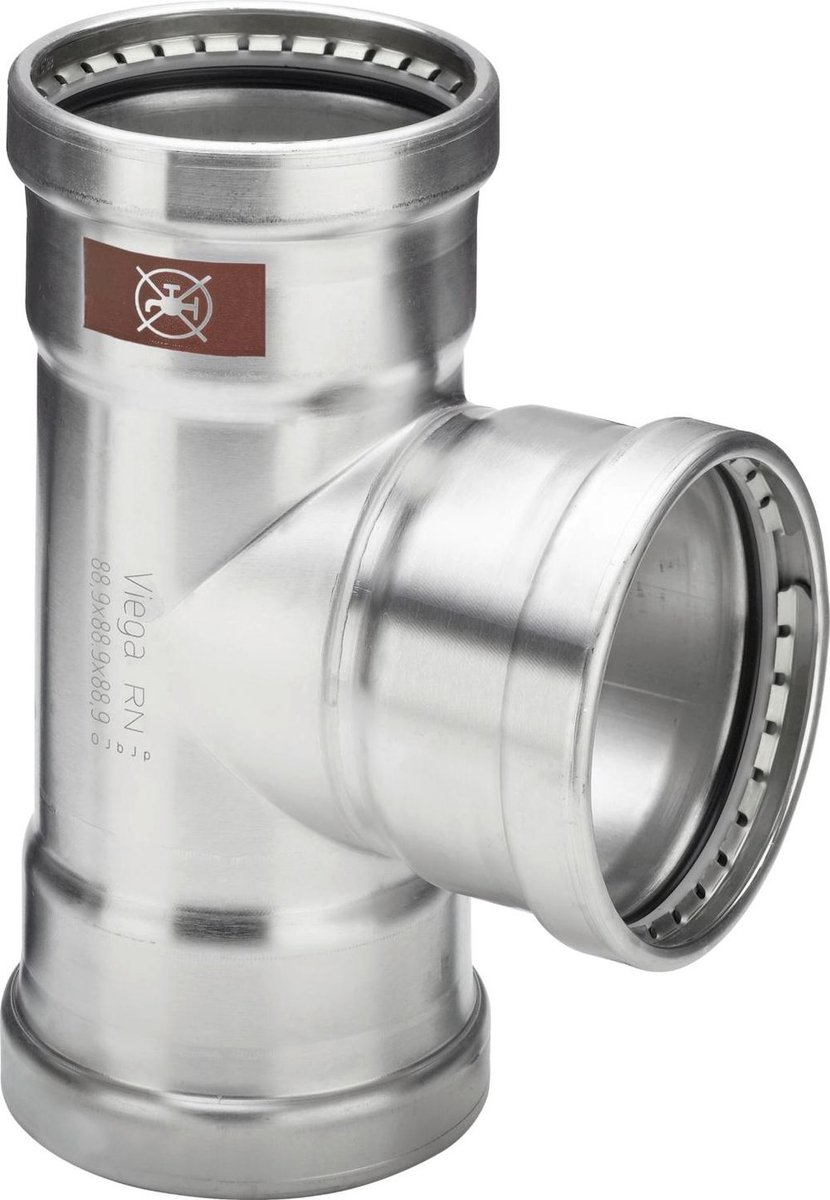 Viega Temponox XL-T-stuk, d1 88,9, d2 88,9, d3 88,9 roestvrij staal Model 1718XL, 810214