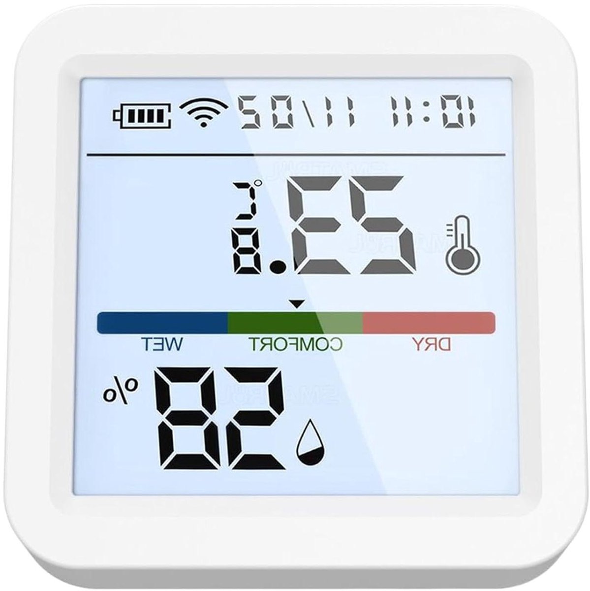 Luchtvochtigheidsensor Temperatuurmeter - Vochtigheidssensor Binnen - Klimaat Beheer - Intuïtieve Interactie - 5.6x5.6x2.3cm - Wit