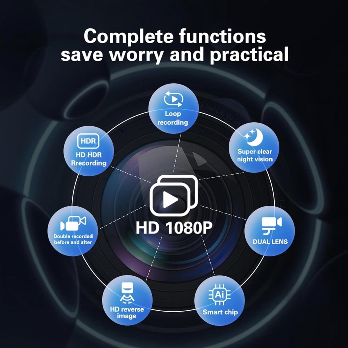 Car Camera 4.3In Dash Cam Car DVR 24H HD 1080P Dash Camera Dual Lens Video Recorder 1080P Dashcam Mirror Driving Recorder Dashcam(Size:32g) – foto 2
