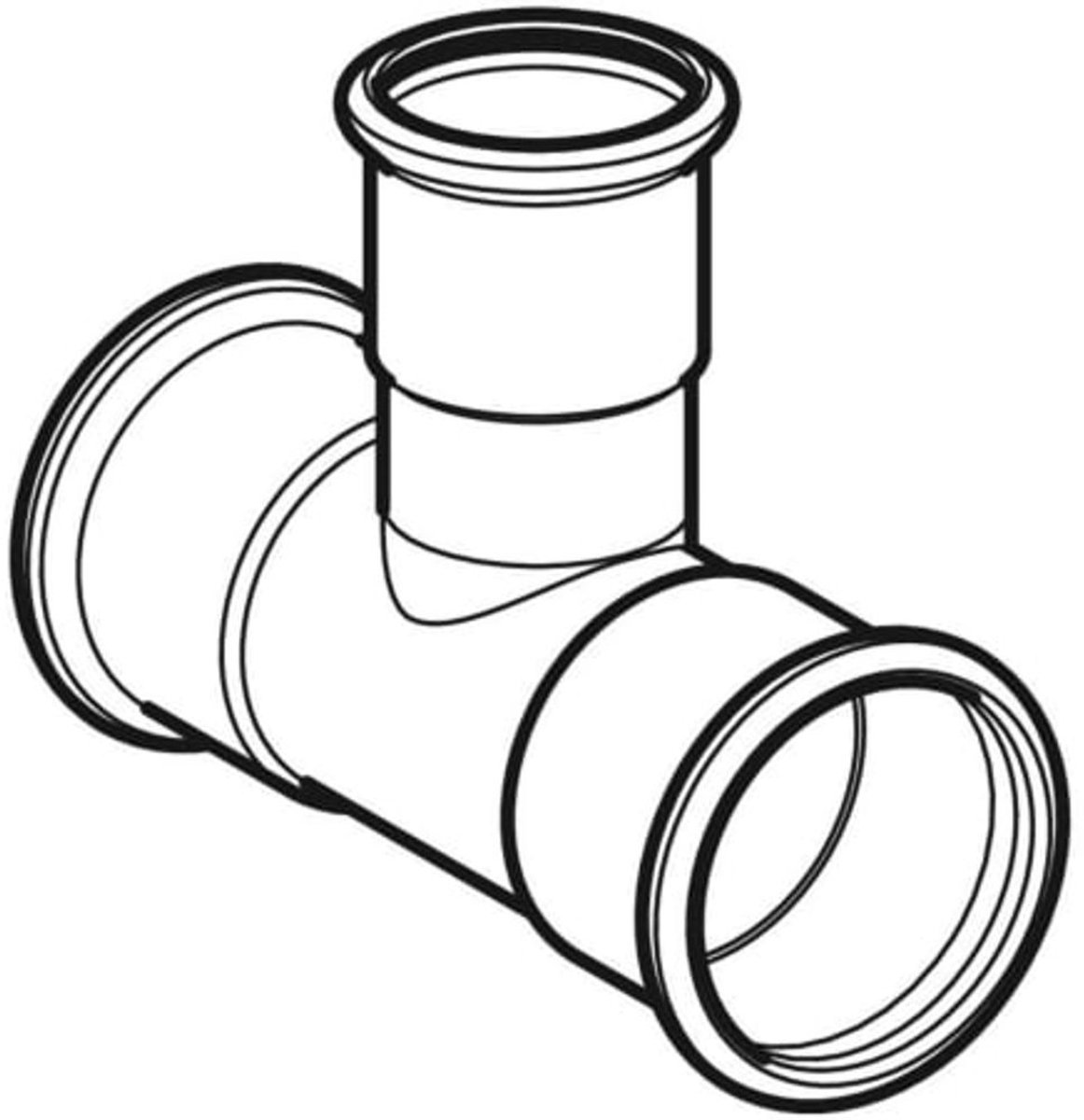 Geberit Mapress roestvrij staal T-stuk verloop (gas), DN 50 / 25 / 50, dø 54 mm, 34049