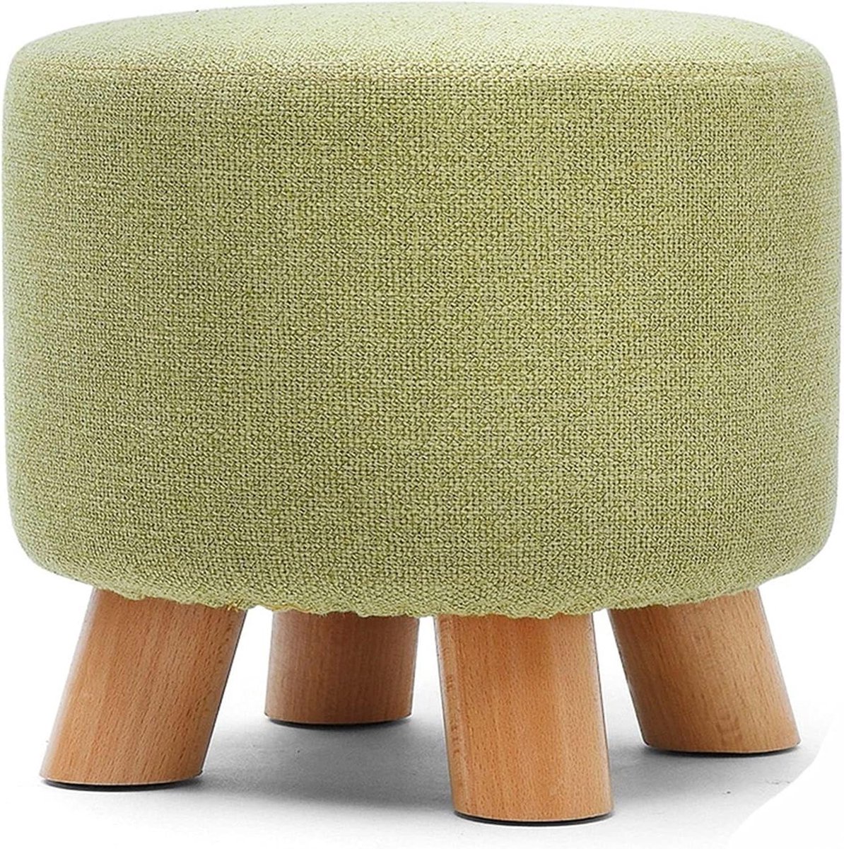 Gestoffeerde Voetenbank - Ottomaanse Kruk - Ontspanning Thuis - Afneembare Linnen Hoes - 28x28x25 cm - Groen