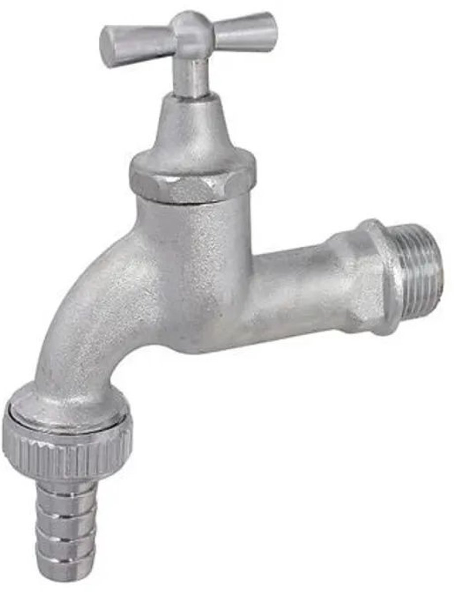 Schlösser Armaturen JS uitloopventiel met metalen slangaansluiting, met knevel-bovendeel, zwaar, 1/2'', mat chroom, 0017281520001