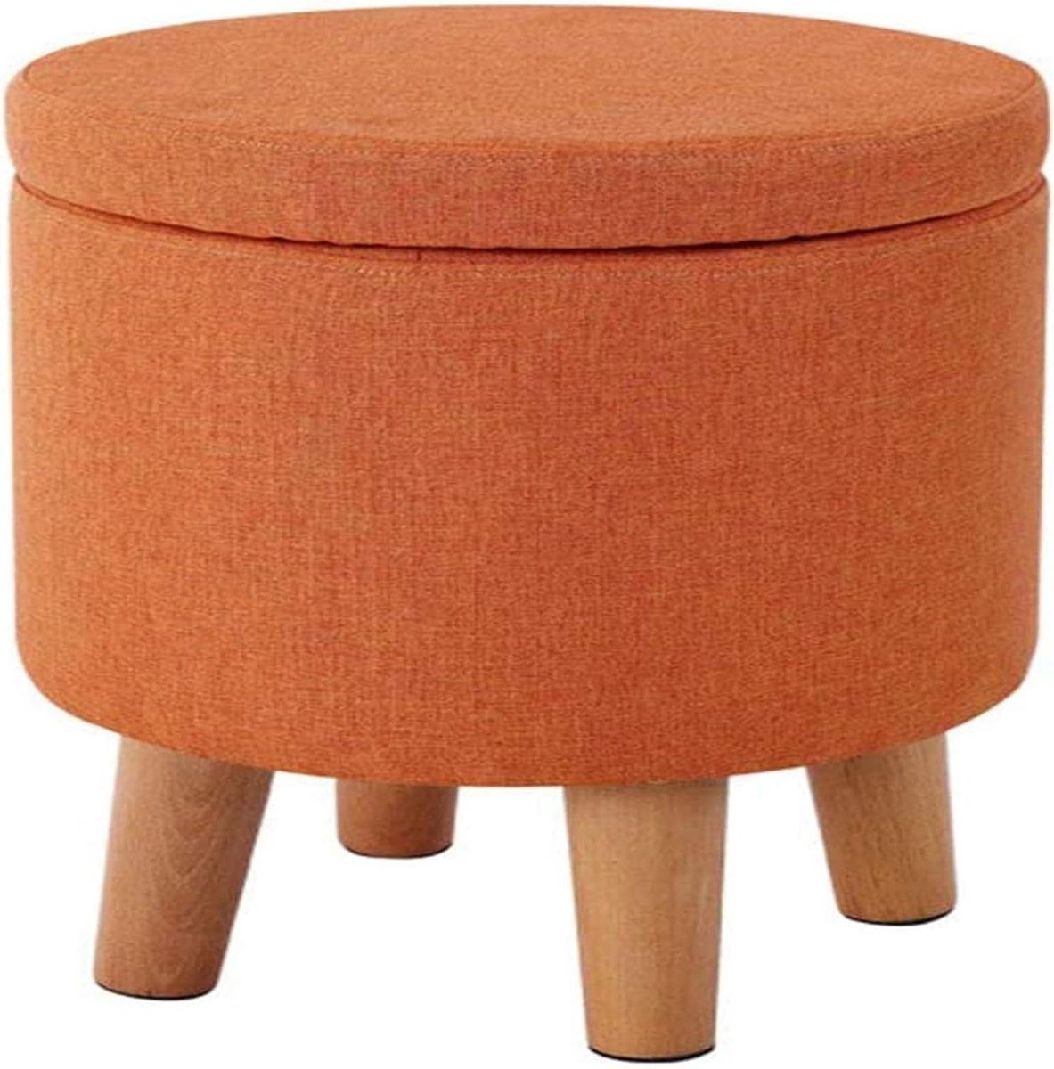 Poef voetenbankjes Opslag Ottomanen Accent Kruk Ottomaanse Borst Afneembare Doek Cover Stoel Katoen Linnen Ronde Kleine Bank Moderne Eenvoudige Schoen Veranderende Kruk Met Houten Benen Poef (Colo
