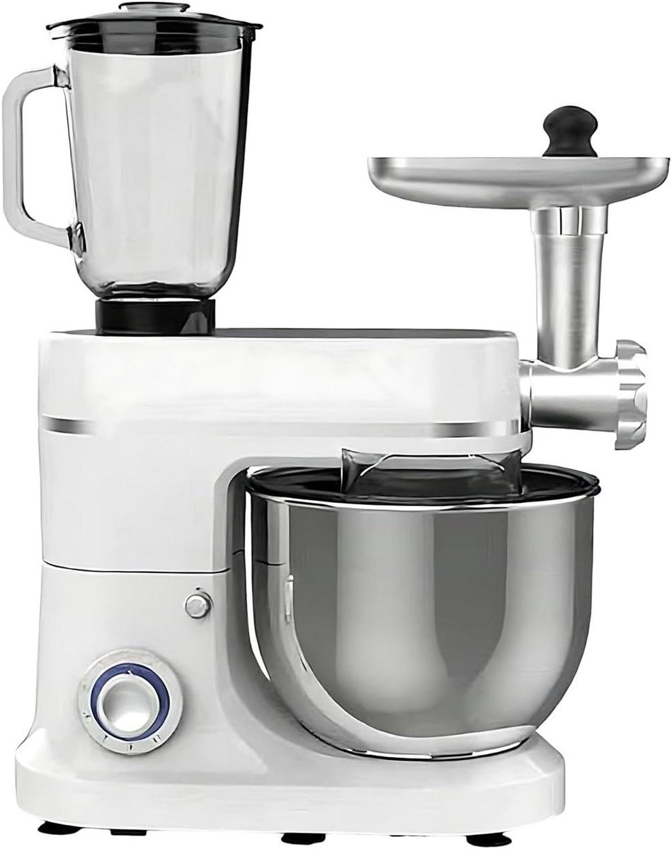 Keukenrobot - Keukenmachine mixer - Bakken en koken - 3-in-1 multifunctioneel - 10L kom - Wit