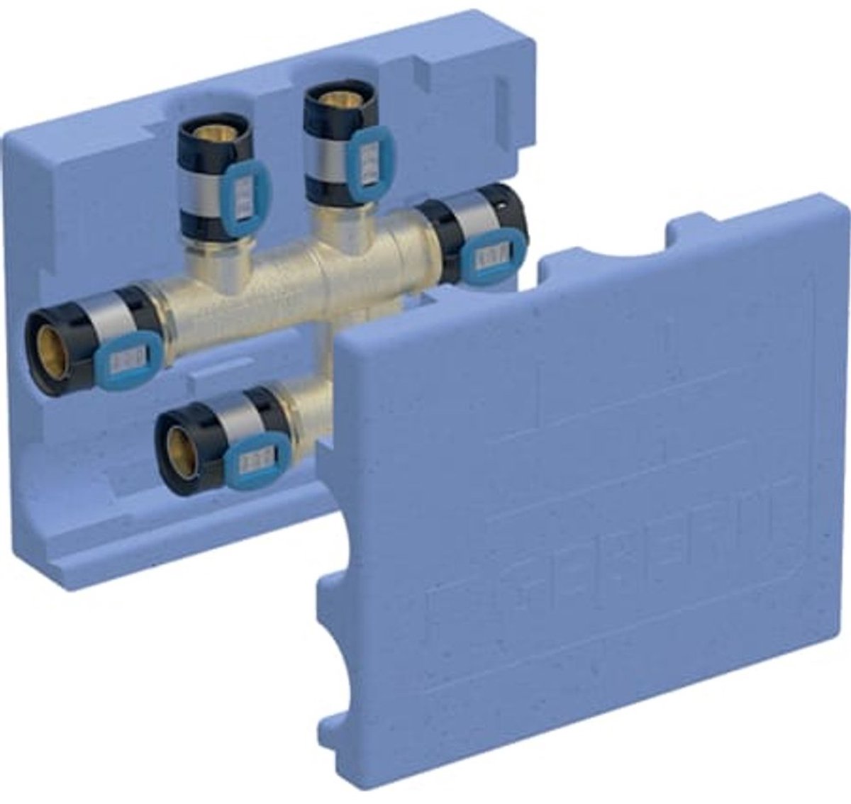 Geberit FlowFit kruis-T-stuk met isolatiebox, DN 15 / 12 / 12, 619.311.00.1
