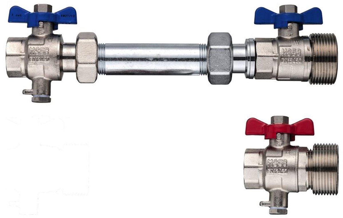 Kermi WMZ-inbouwset 1'' AG x 3/4'' IG Horizontaal, SFVZWMH1001
