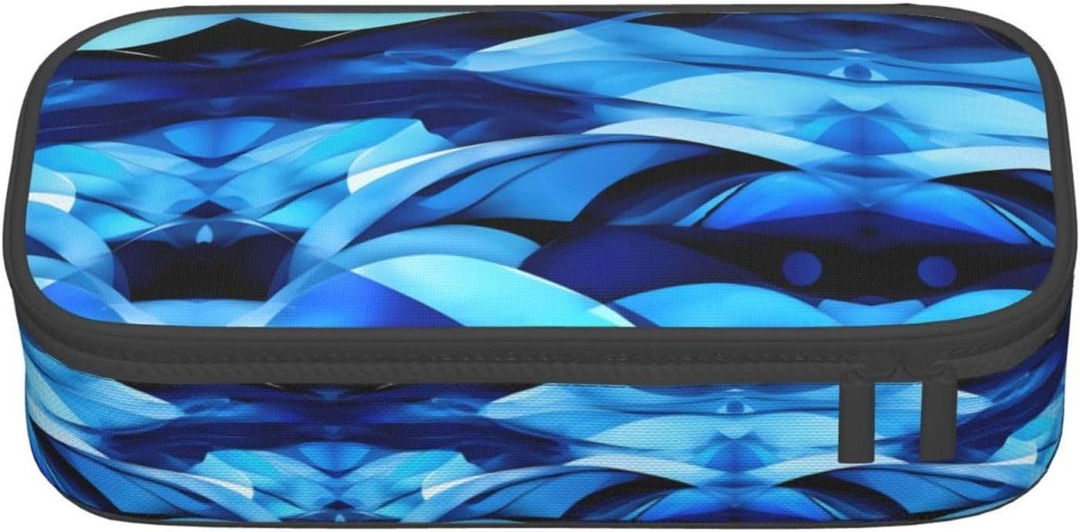 Potlood etui - Pen tas - School kantoor - Grote opslag - 21 cm - Abstract Blauw