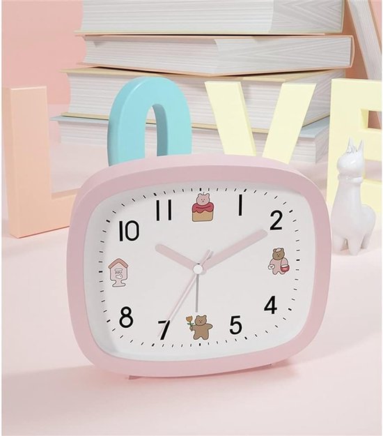 Kleine wekker - Nachtkastje klok - Kinderen wakker maken - Stille wijzerplaat - Compact formaat - Verschillende kleuren — afbeelding 4