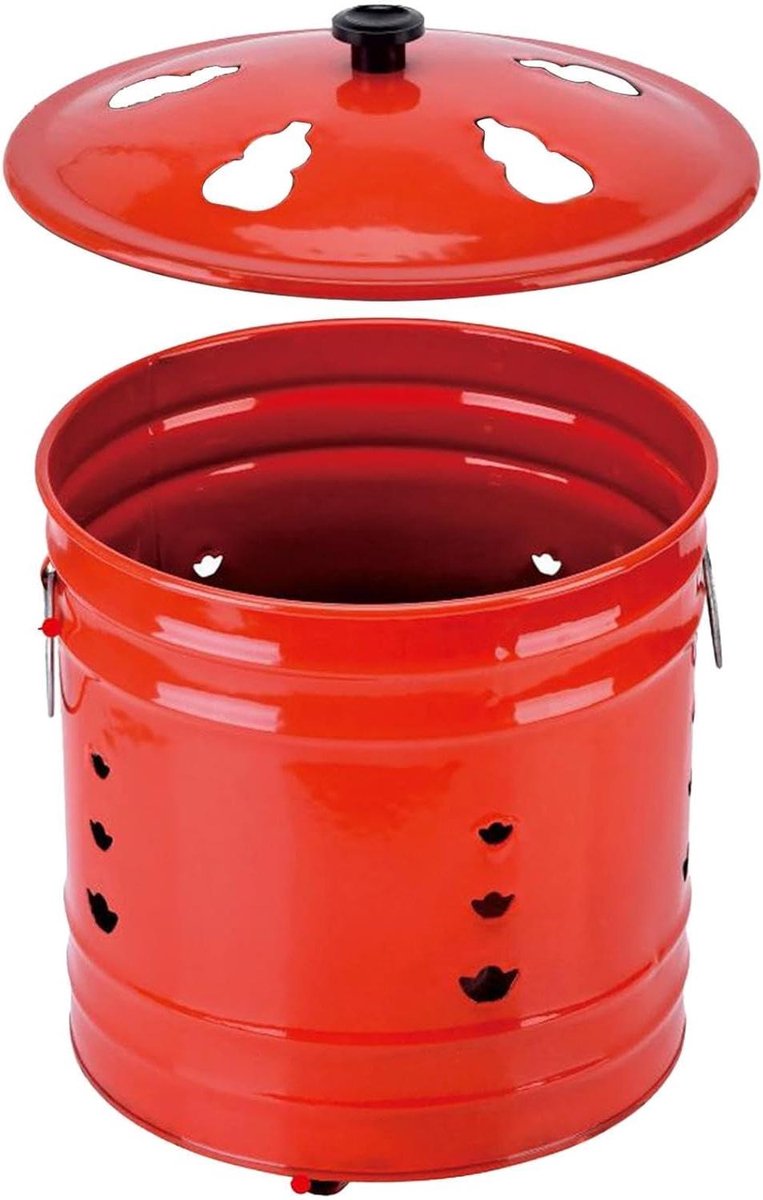 Brandvat Buiten - Vuurkorf Terras - Gezellige Avonden - Vonkvrij Deksel - 26 cm Hoog - Zwart