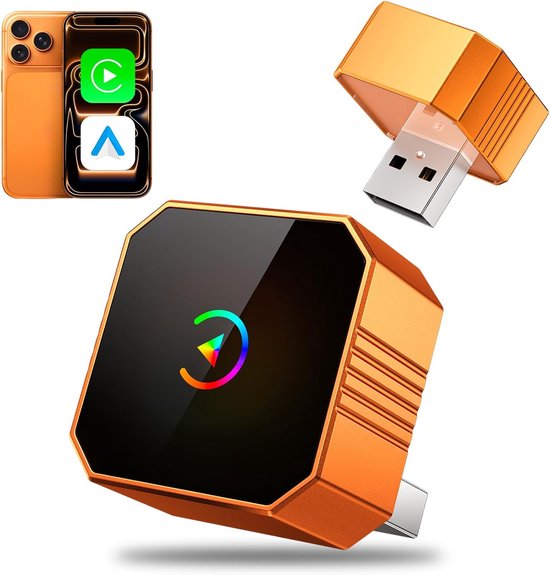 DAJASD Wireless Android Auto & Carplay Adapter, 2 in 1 Carplay & Android Auto Wireless Adater Konvertiert kabelgebundene in Drahtloses, Mini & Stabil Car Connect Pro für Autos, USB/Type C Plug