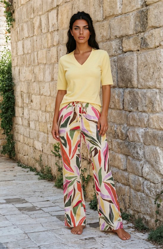 MI PIACE - Pantalon de voyage droit imprimé Summer Leaf Dance 202136 Kit - Taille : L
