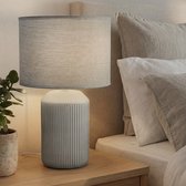 BRILONER - INO - Tafellamp - met stoffen kap & keramiek voet - bedlamp slaapkamer - Ø22 x 37,5 cm - grijs