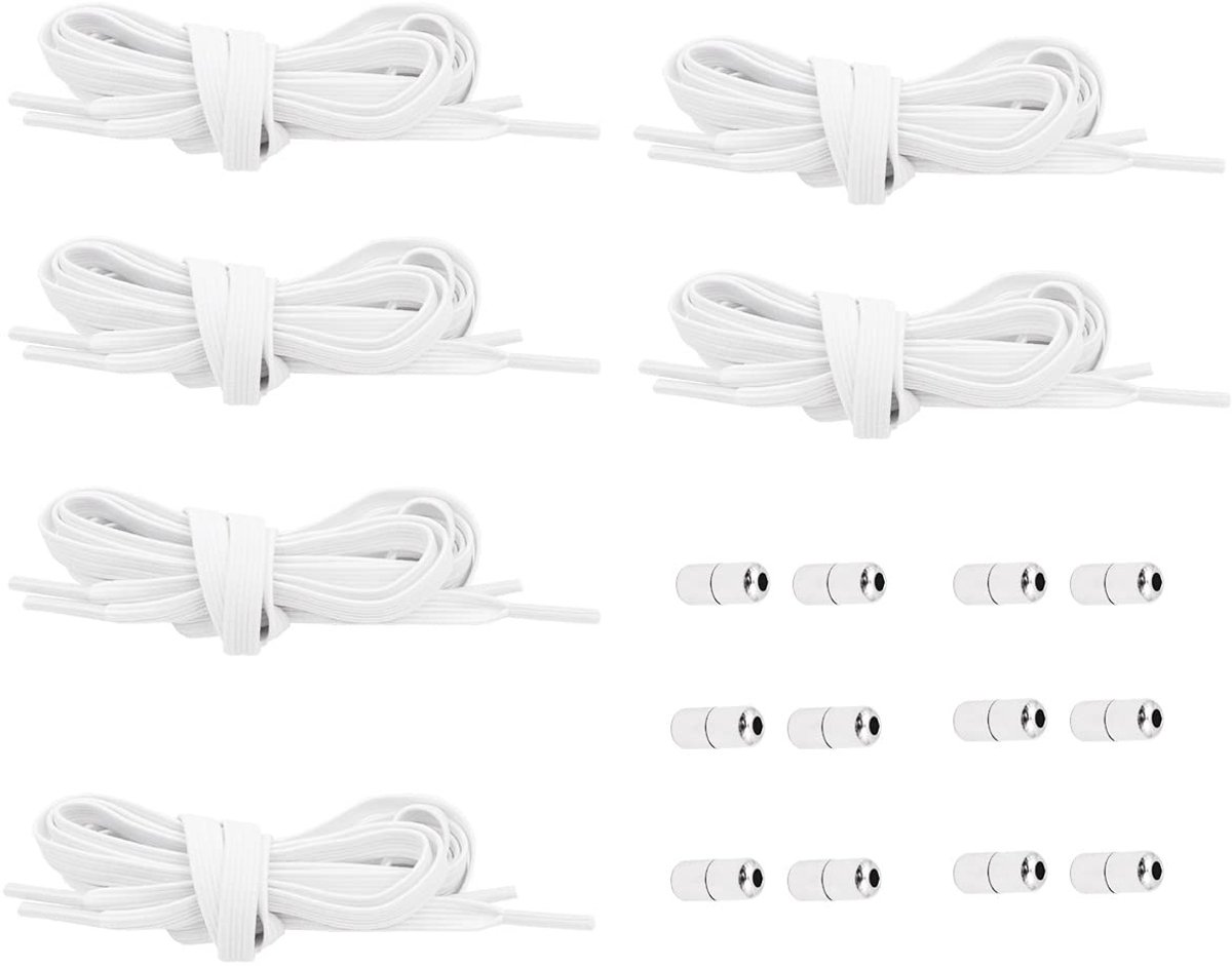 Allecto - Verstelbare schoenveters - Elastische schoenveters - Geen strik - Wit - Geschikt voor volwassenen en kinderen - Perfect voor dagelijks ge...