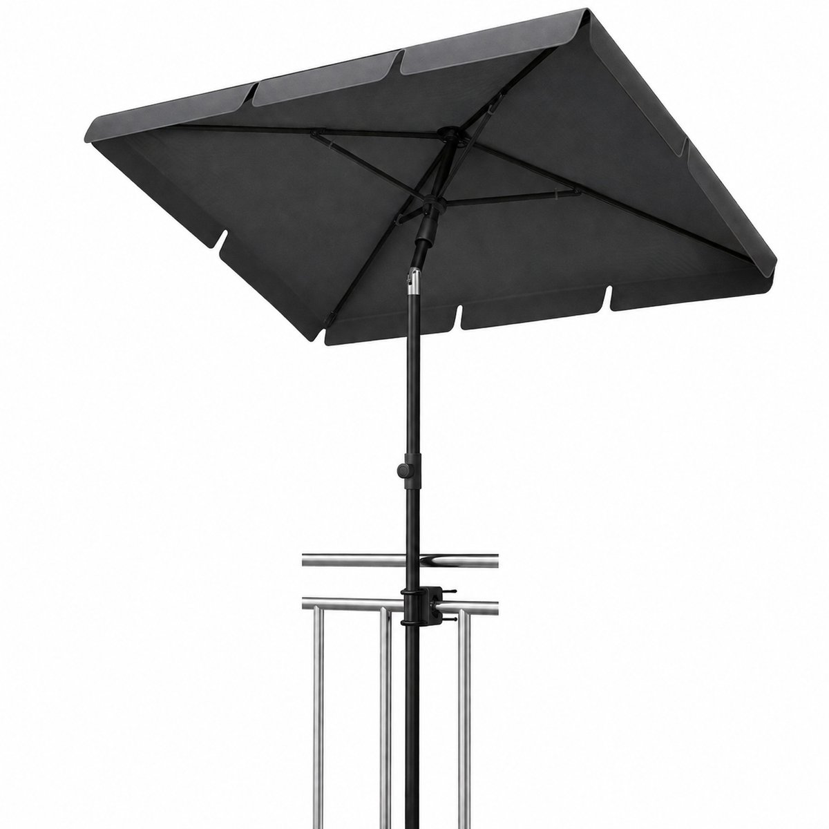 Sello! parasol – balkonparasol – strandparasol – UV50+ – kantelbaar – in hoogte verstelbaar – 200×125 cm – antraciet – donkergrijs
