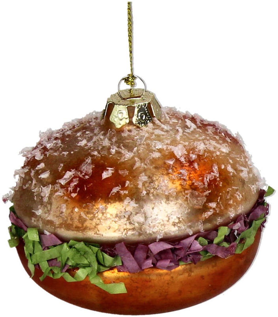 HD Collection Kerst Ornament Gezonde Sandwich – Glas Bruin – 8,5 cm – The Christmas Snackbar
