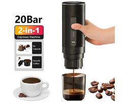 Archi Koffiezetapparaat – Koffiemachines – Capsule & Gemalen Koffie – 20 Bar – Voor Auto, Camping en Thuis - Zwart
