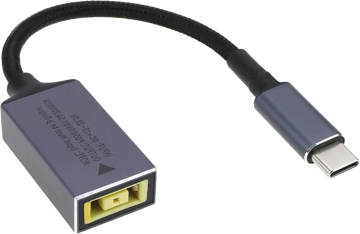 Vierkante Mond 11mm x 4.5mm naar USB-C Oplaadkabel Type-C naar Slanke Tip Adapter 100W Geschikt voor Lenovo Laptops en Apparaten