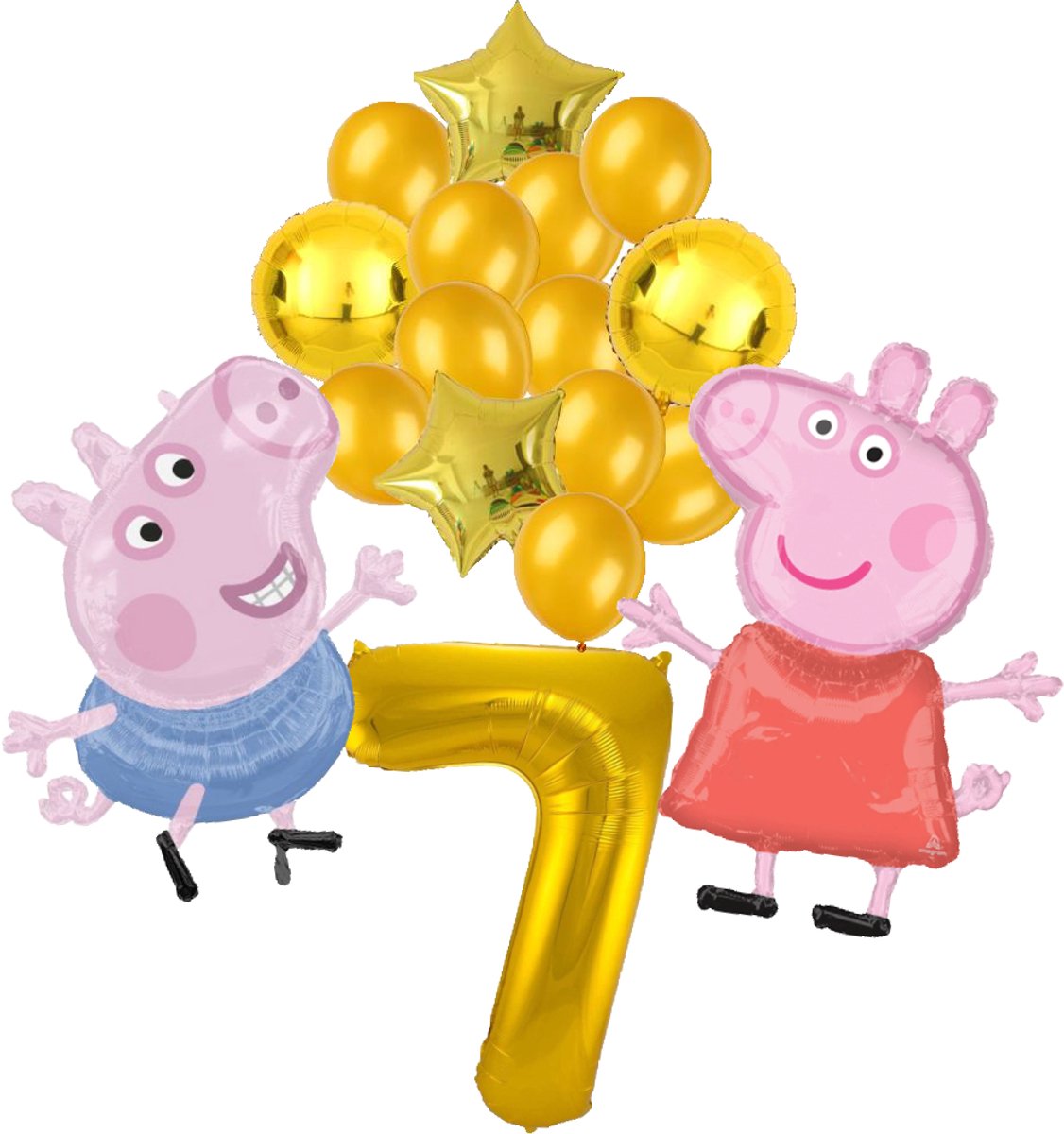 Peppa Pig en George Pig ballon set - 63x81cm - Folie Ballon - Peppa Big - George Big - Themafeest - 7 jaar - Verjaardag - Ballonnen - Versiering - Helium ballon