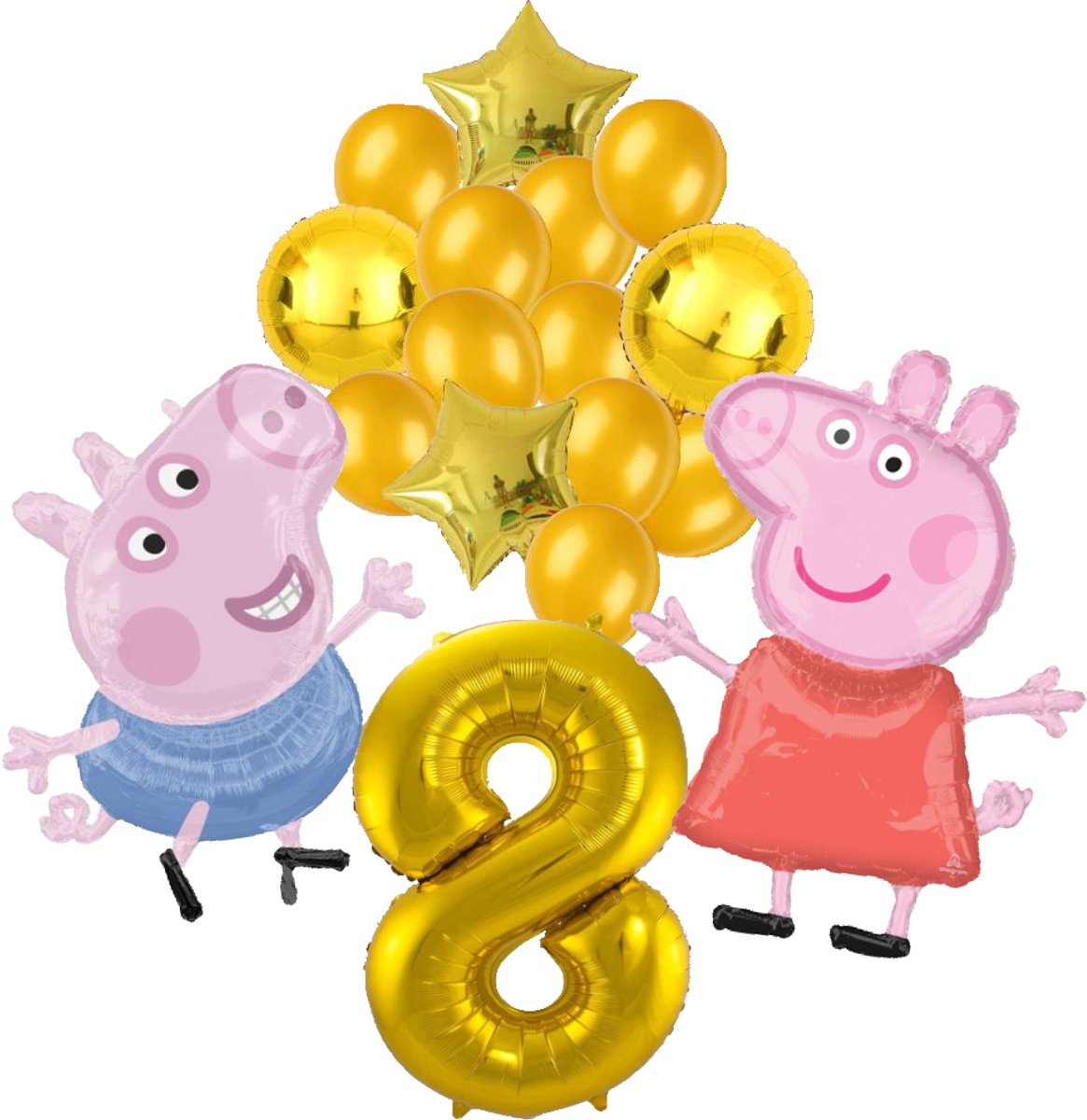Peppa Pig en George Pig ballon set - 63x81cm - Folie Ballon - Peppa Big - George Big - Themafeest - 8 jaar - Verjaardag - Ballonnen - Versiering - Helium ballon