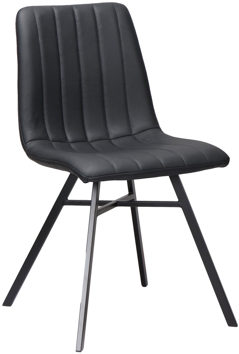 Eetkamerstoel Nestor S190 – zwart PU eco leder – metalen poten