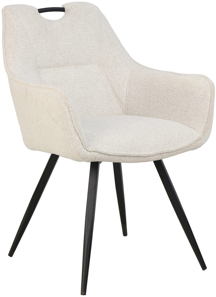Eetkamerstoel S291 beige stof – zwart metalen poten