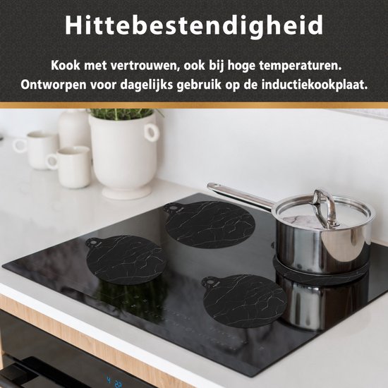 NAZROM® Inductie Beschermer – 7x Stijlvolle Set Panbeschermers Voor Kookplaat – Inductie Mat, Afdekplaat Voor Elk Formaat Inductie Kookplaat En Kookzone - Compatibel Met Elke Temperatuur - Geschikt voor Booster Functie - Verbeterde Versie - Marmer