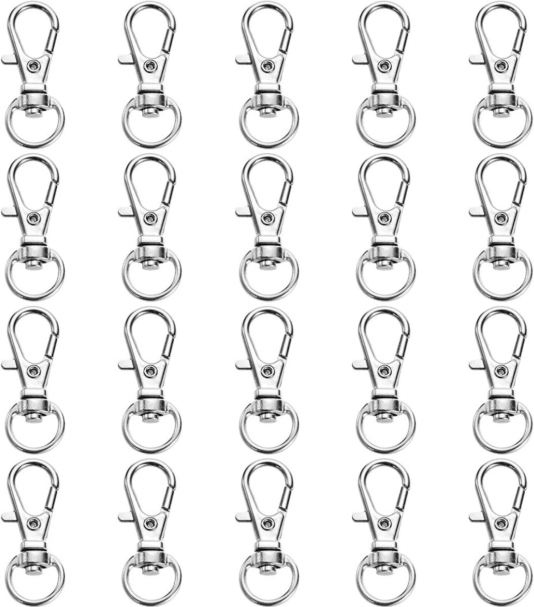 Allecto - Sleutelringen - Draaibare karabijnhaak - Hoogwaardig materiaal - Zilver - Doe-het-zelf accessoires - Perfect voor sieraden - 20 stuks