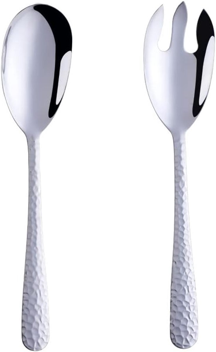 Stainless Steel Saladeschep en Saladevork Set van 30.7 cm - Duurzaam, Roestvrij en Elegant voor Salades