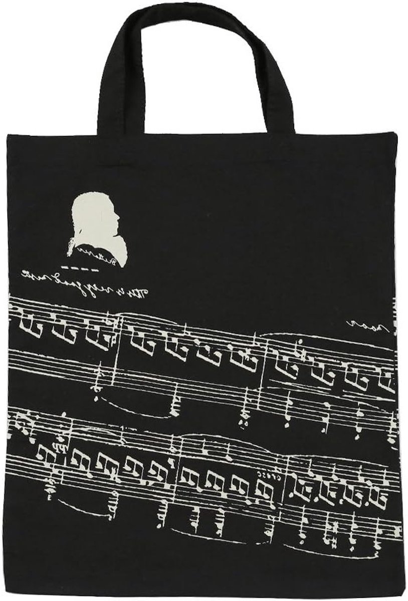 Katoenen Handtas voor Vrouwen met Muzieknoten en Instrumentenpatronen - Ideaal voor Winkelen 36x41cm