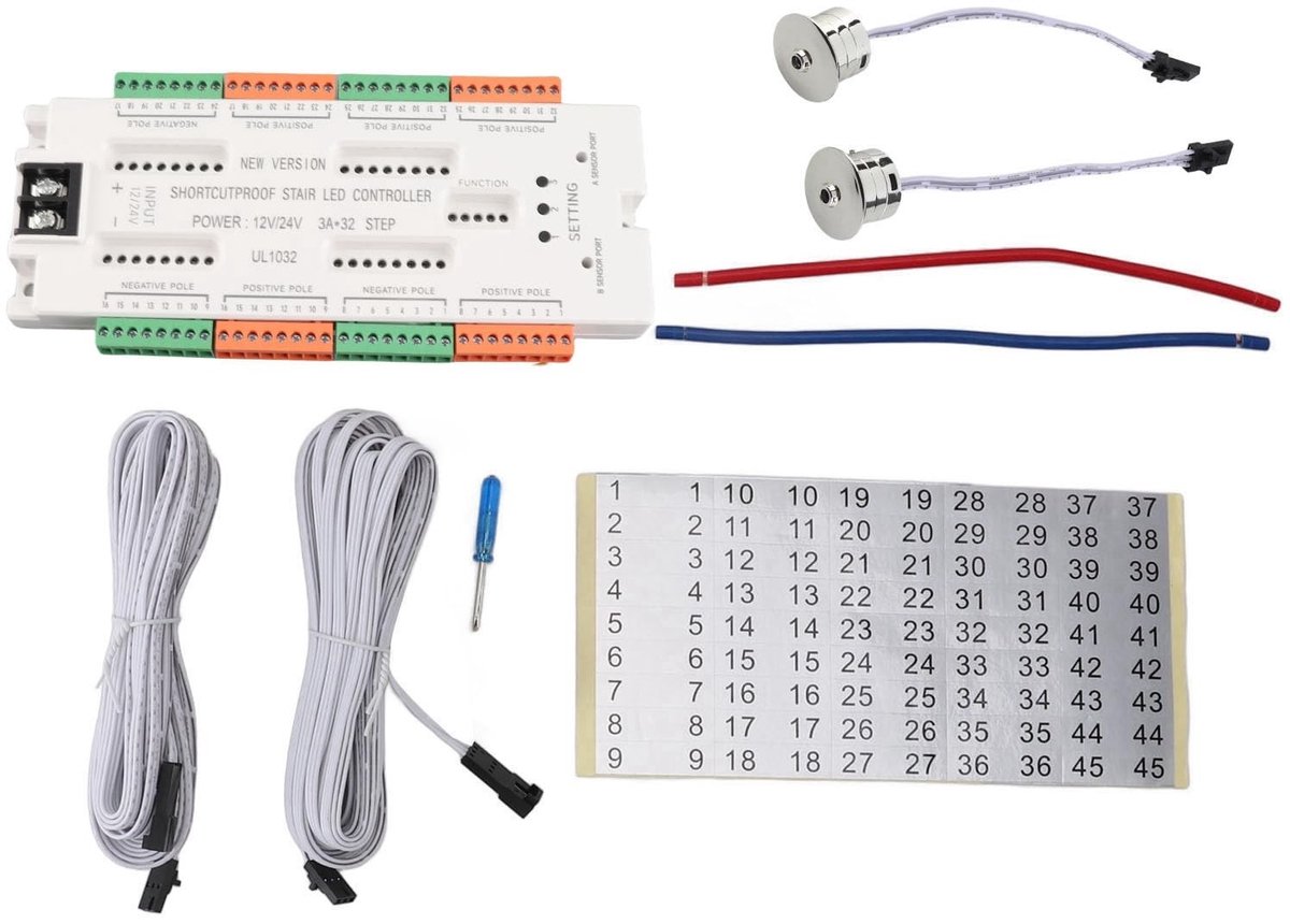 Allecto - LED Traplicht Regulator - Energiezuinig - Instelbaar - Bewegingssensor - Automatisch licht - Ideaal voor trappenhuis - Geschikt voor binn...