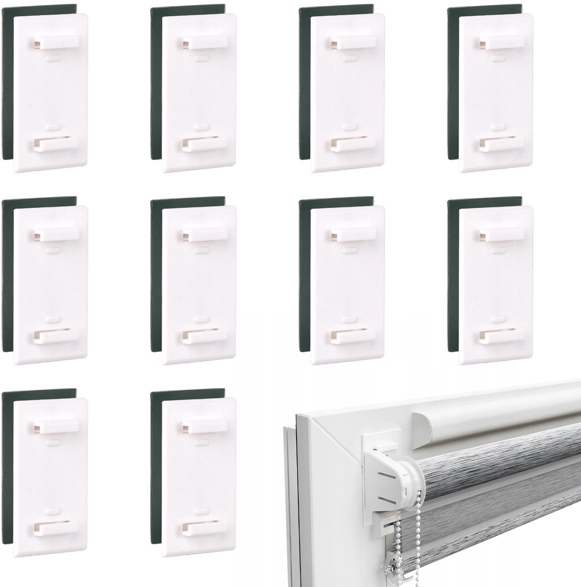 NTHProducts - Klemmfix Roller Blind - Adhesieve houders - Sterk en duurzaam - Pack van 10 - Vervangingsonderdeel voor PVC en metalen ramen - Geschikt v...