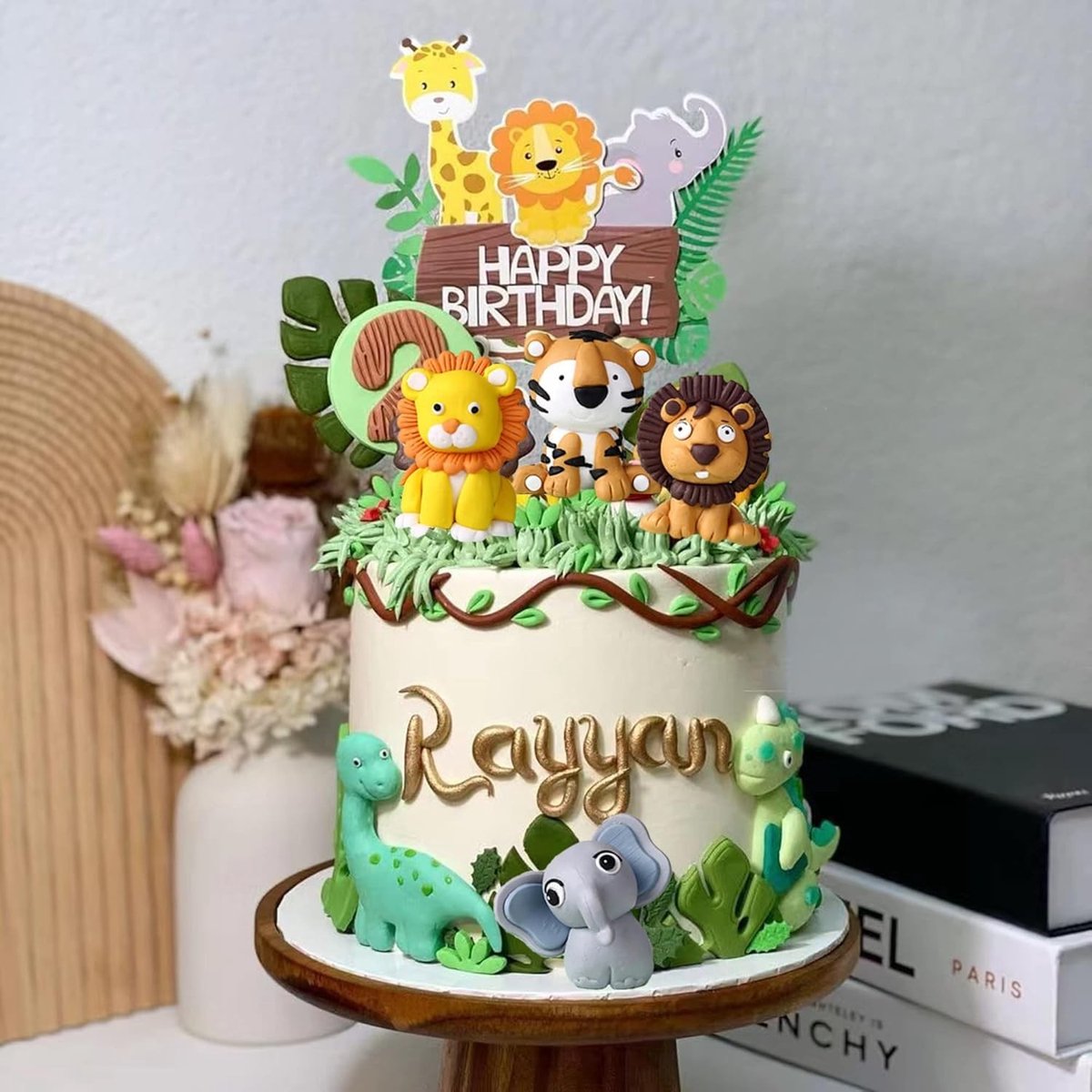 NTHProducts - Cake Decoratie - Jungle Cake Decoratie - 16 Delen - Kinderen Verjaardag - Safari Cake Decoratie - Feestelijke Dierenthema - Perfect voor ...