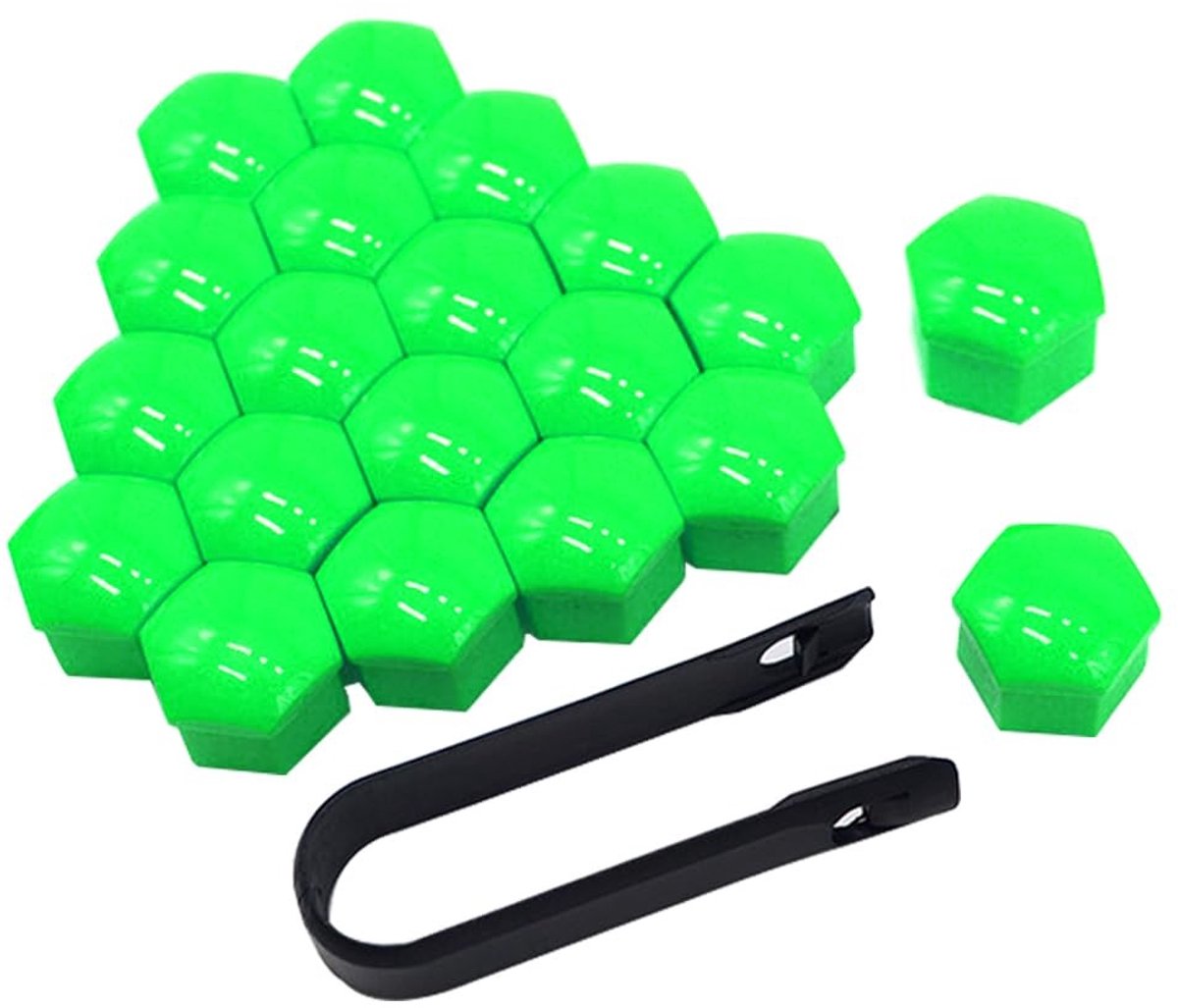 NTHProducts - 20Pcs Car Wheel Nut Covers - Universele Auto Naaf Schroefkap - Inclusief Verwijdertool - Groene Kleur - Bescherming van Wielen - Geschikt...