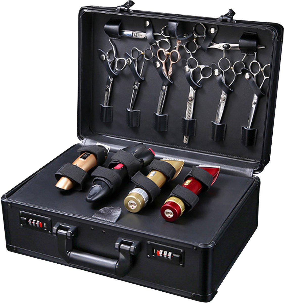 Kapperskoffer - Kapperstrolley - Kappers organizer - Combinatieslot - Grote opslagcapaciteit - Stevige aluminium constructie