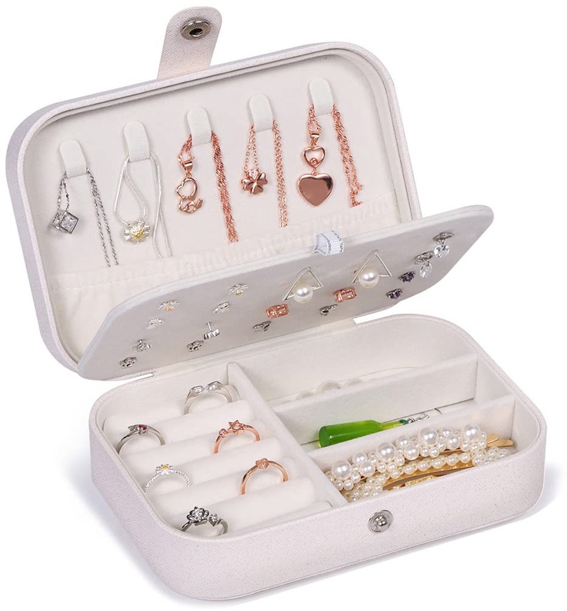 Allecto - Juwelenbox - Sieraden Organizer - Compact en Stijlvol - Wit - Perfect voor Reizen - Geschikt voor Vrouwen en Meisjes