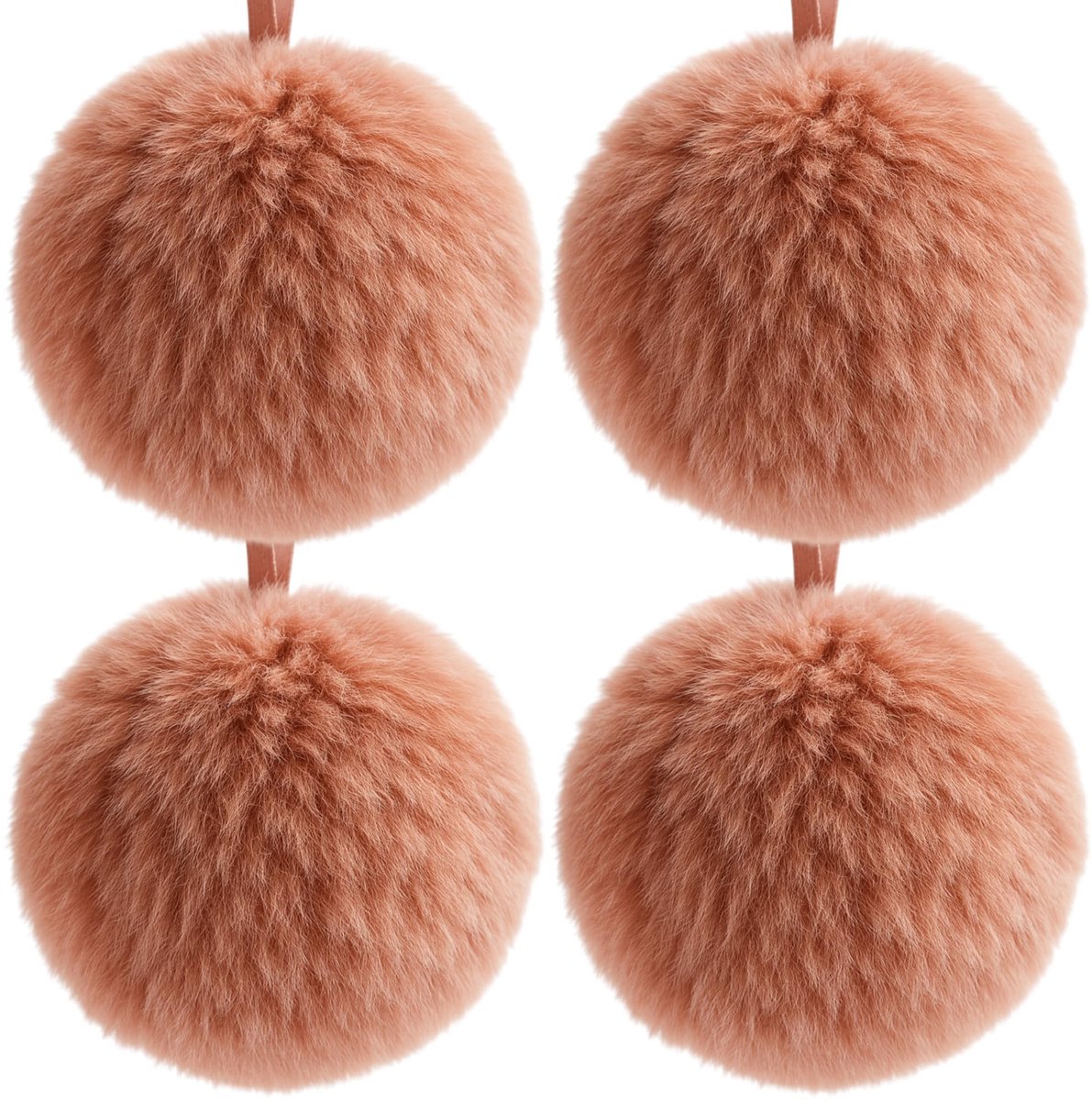 Allecto - Set van 4 Fluffy Plush Kerstballen - Vintage Roze Decoratie - Luxe Kerstversiering - 7 cm Grootte - Schitterende Boomdecoratie - Voor een...