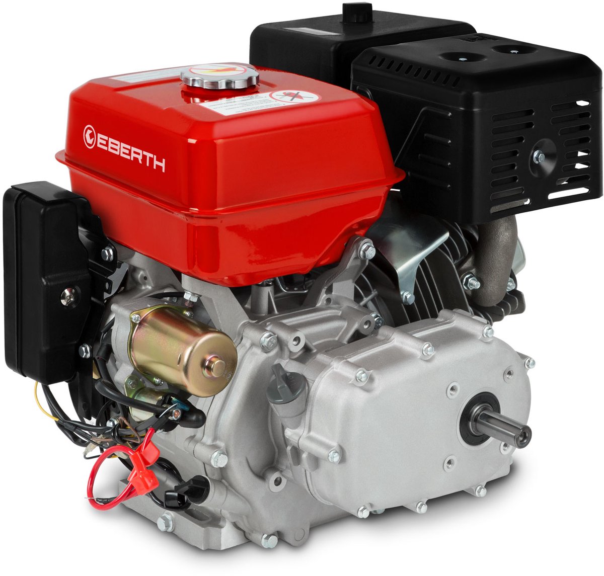 EBERTH 15 pk 11,03 kW benzinemotor, stationaire motor, kartmotor, aandrijfmotor met oliebadkoppeling, as met een diameter van 22 mm, elektrische start, 17 Ah 12 V-accu, olieniveaubeveiliging, 4-takt, 1 cilinder, cilinderinhoud 420 cc, luchtgekoeld