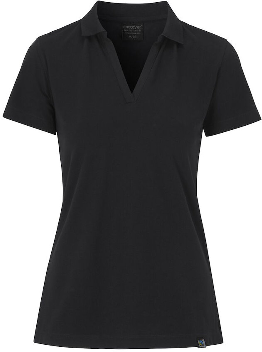Cottover STRETCH POLO PIQUE LADY - GOTS GECERTIFICEERD 141505 - Zwart - M
