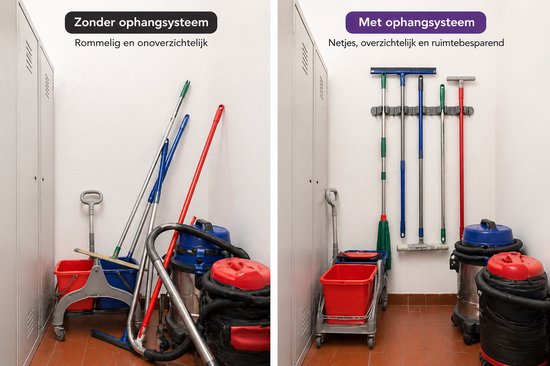 Luxe Bezem Ophangsysteem - Bezemhouder - Opbergsysteem - Ophanghaken - Tuingereedschap - Gereedschap opbergen - Antraciet van Luxe — afbeelding 4