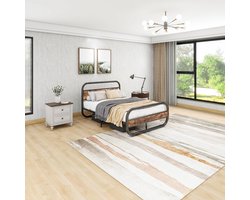 Modern Industrieel Metalen-Houten Bedframe met - 120x200 cm - Arqam