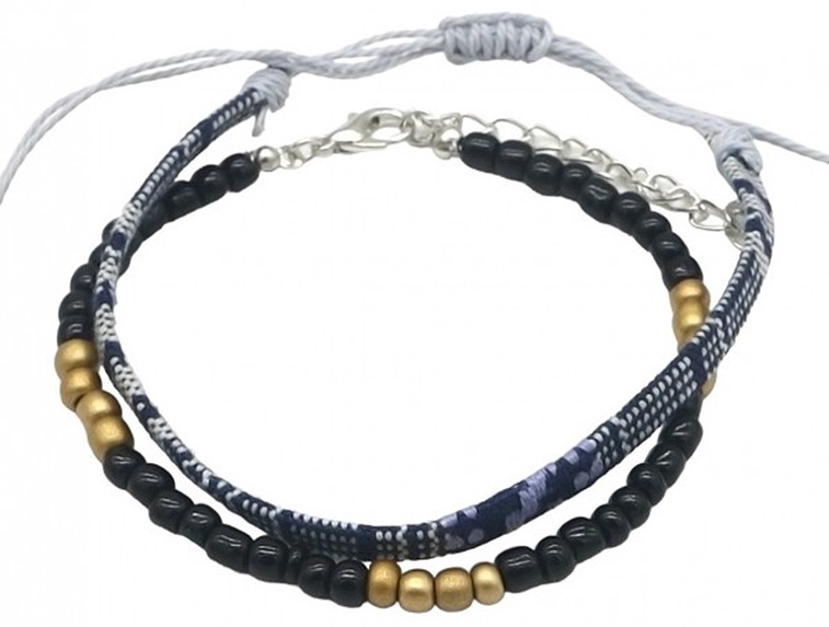 She life style - Set enkel/armbandjes - 2 stuks - zwart kleurig