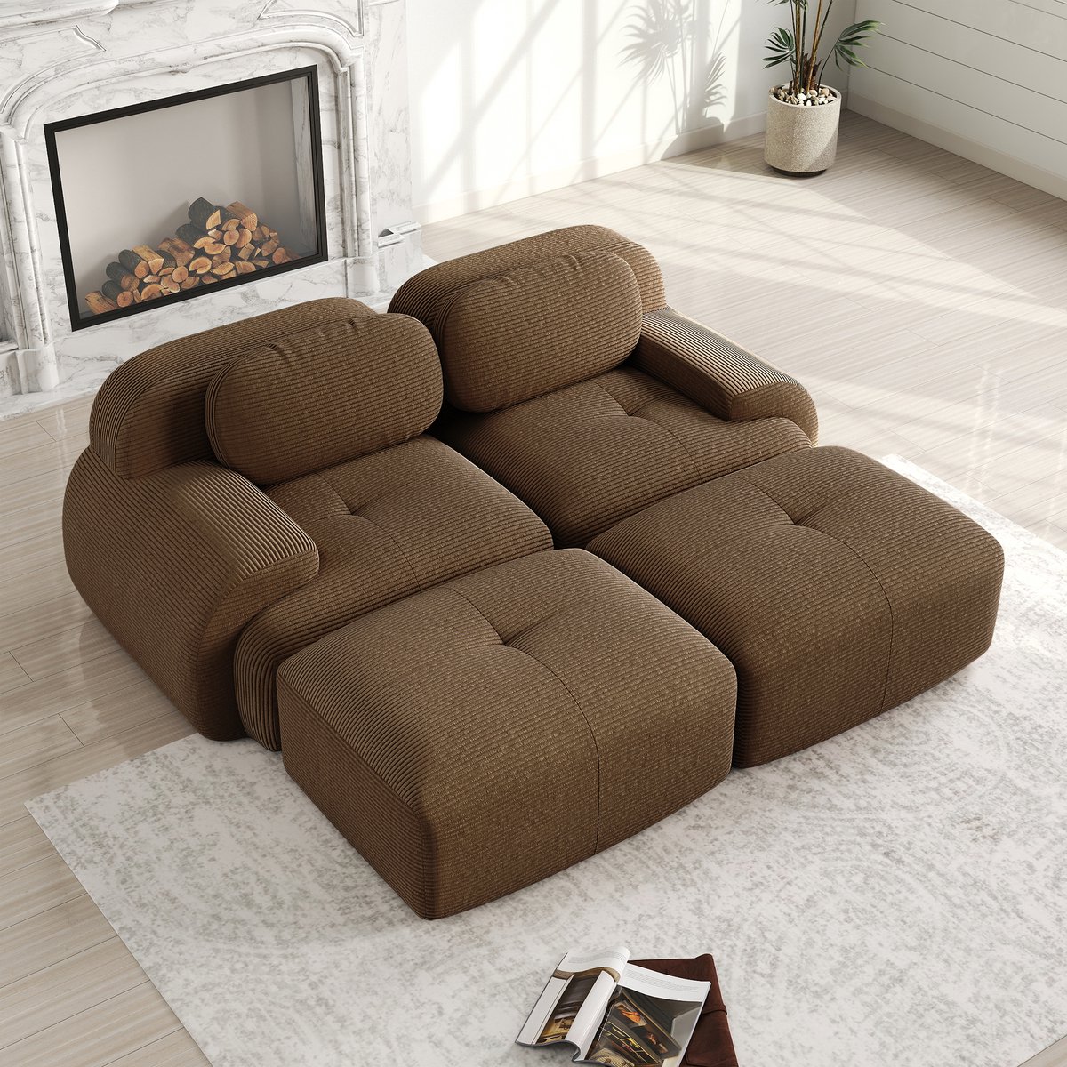 MODENUIT Hoekbank - Modulair 2-Zits Met Chaise Longue - Voor Woonkamer En Slaapkamer - Cor