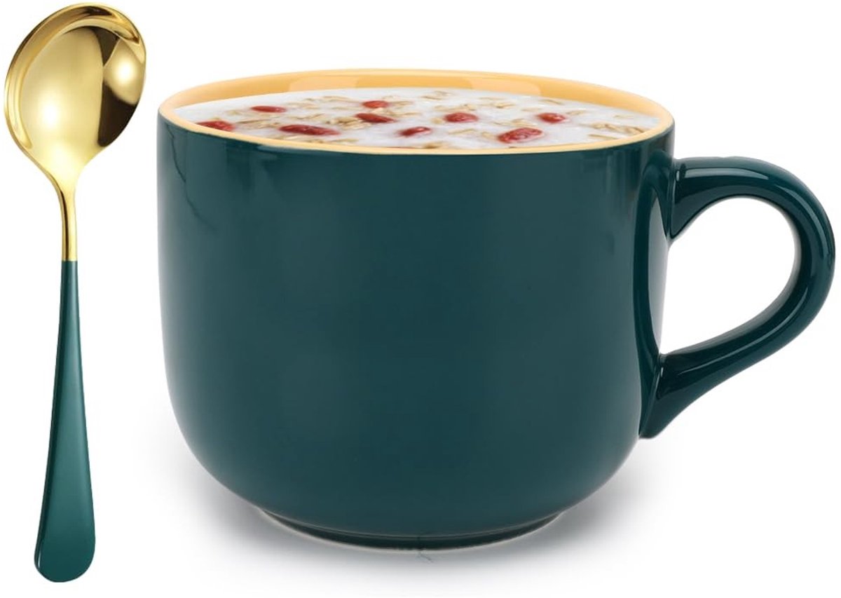 MTTProducts - Large Mug - 600ml Grote Mok - Perfect voor Koffie en Thee - Groen - Cereal Kom - Ideaal voor Kado's