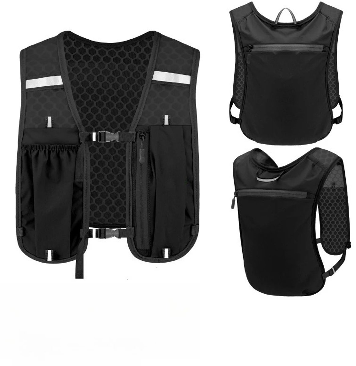Solvix Hardloopvest – Running Vest – Hardloopvest met Telefoonhouder – Hydratatievest Lichtgewicht – Reflecterend – Waterdicht Nylon – Unisex – Voor Hardlopen en Fietsen