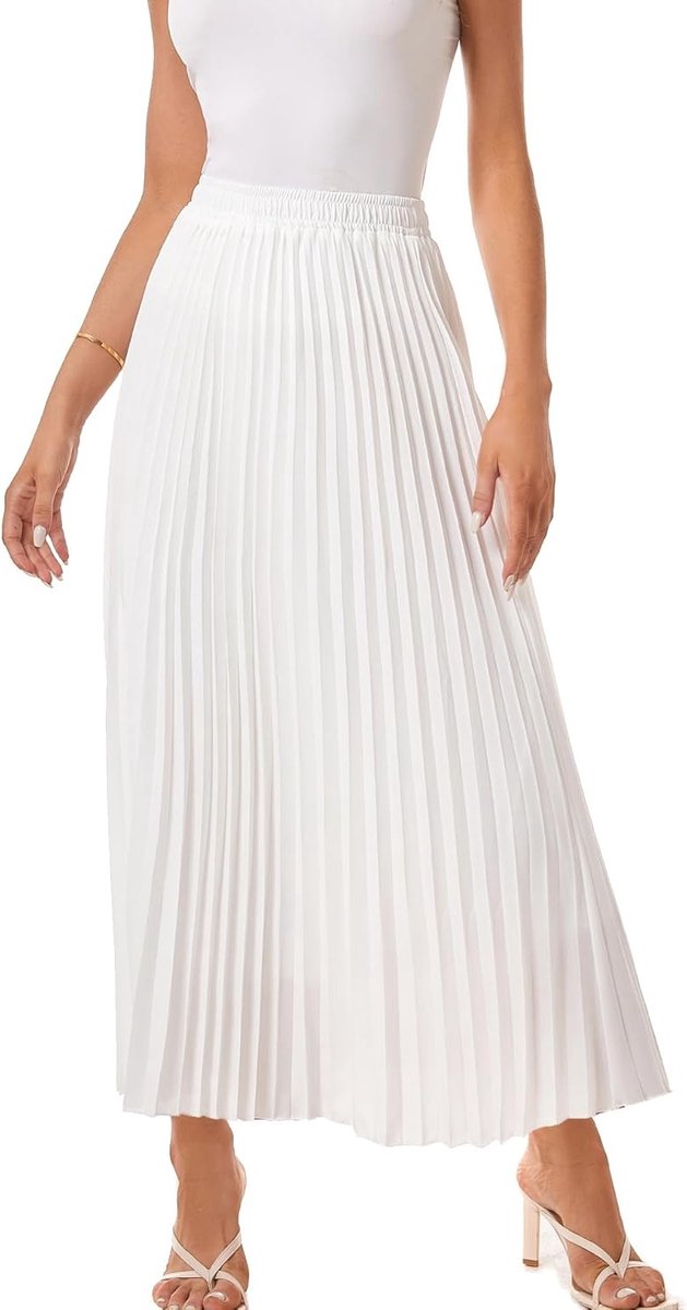 Elegante Vrouwelijke Maxi Rok met Hoge Taille van Chiffon, Geschikt voor Strand en Feestjes, Vloeiende Plissé Stijl