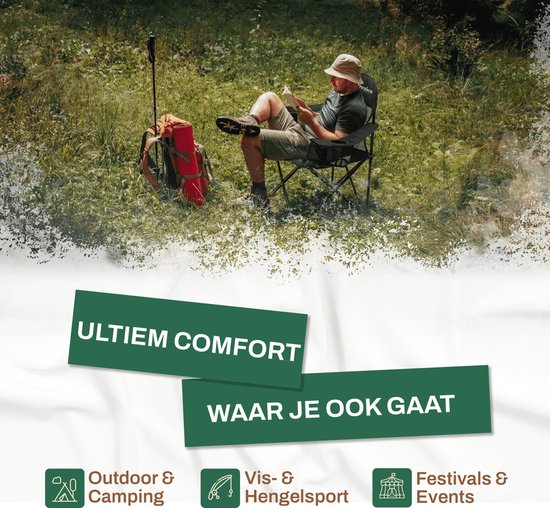 Recalma Campingstoel met Koelvak - Opvouwbaar - 2-Pack - Met Bekerhouder en Telefoonhouder– Visstoel Klapstoel - Ademende Rugleuning - Incl. Draagtas - Zwart van Recalma — afbeelding 5