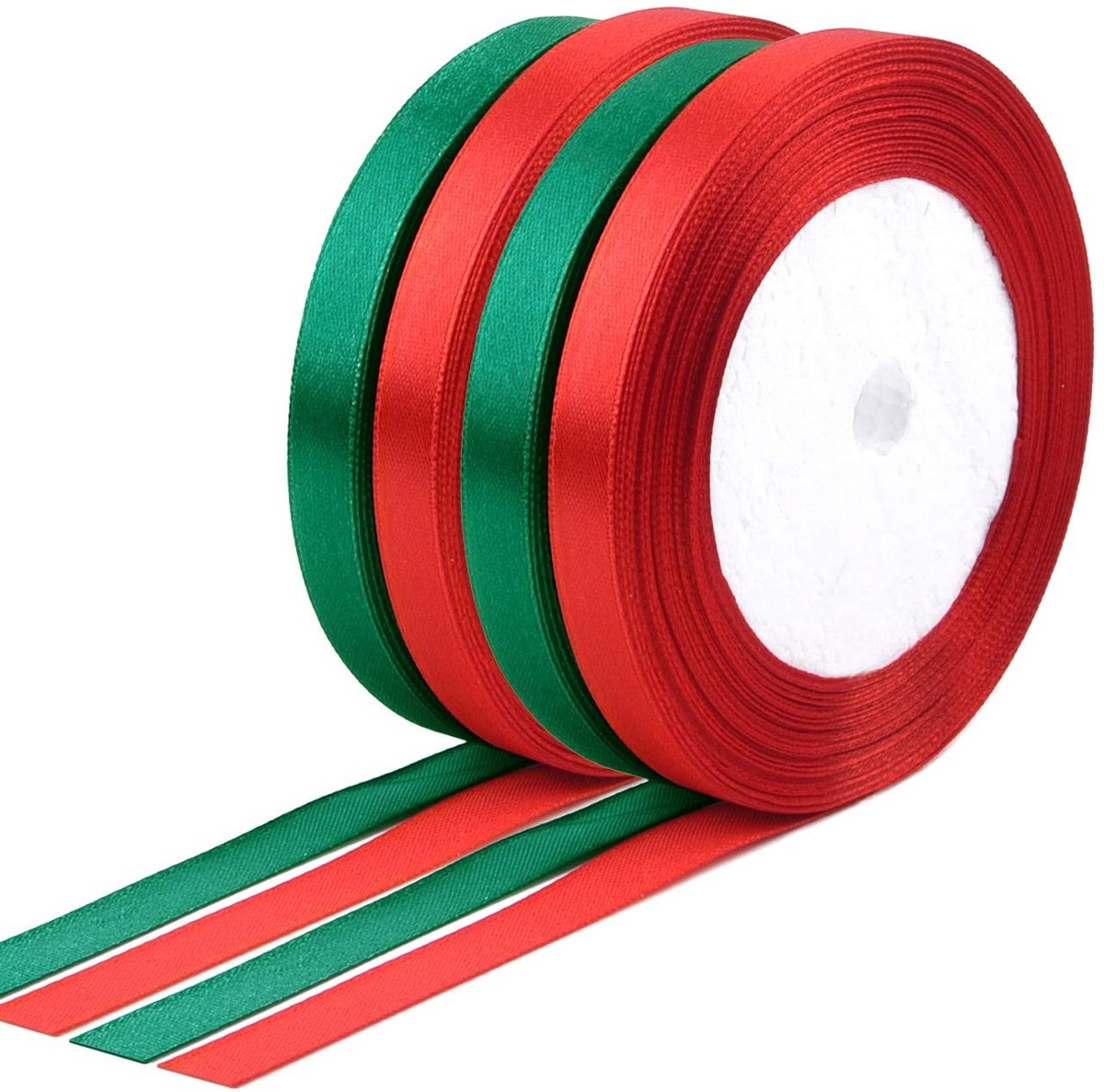 Shopcentral - Kerst Ribbons - Cadeauverpakking - Groene Satin Linten - 10mm - Rood en Groen - Creatief voor Handgemaakte Projecten - 4 Stuks